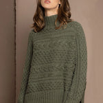 Irish Cashmere Aran Sweater in Green