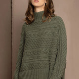 Irish Cashmere Aran Sweater in Green