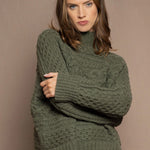 Irish Cashmere Aran Sweater in Green