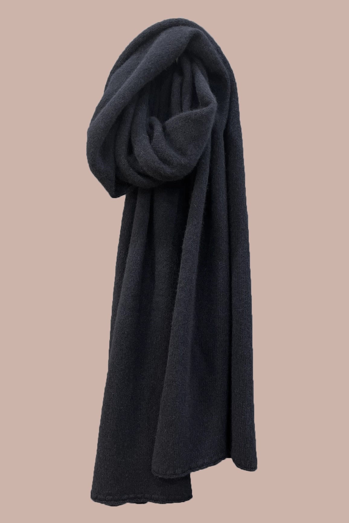 Large Cashmere Wrap in Navy Blue Grey