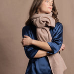 Large Pure 100% Cashmere Wrap Shawl in Beige
