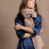 Large Pure 100% Cashmere Wrap Shawl in Beige