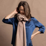 Large Pure 100% Cashmere Wrap Shawl in Beige