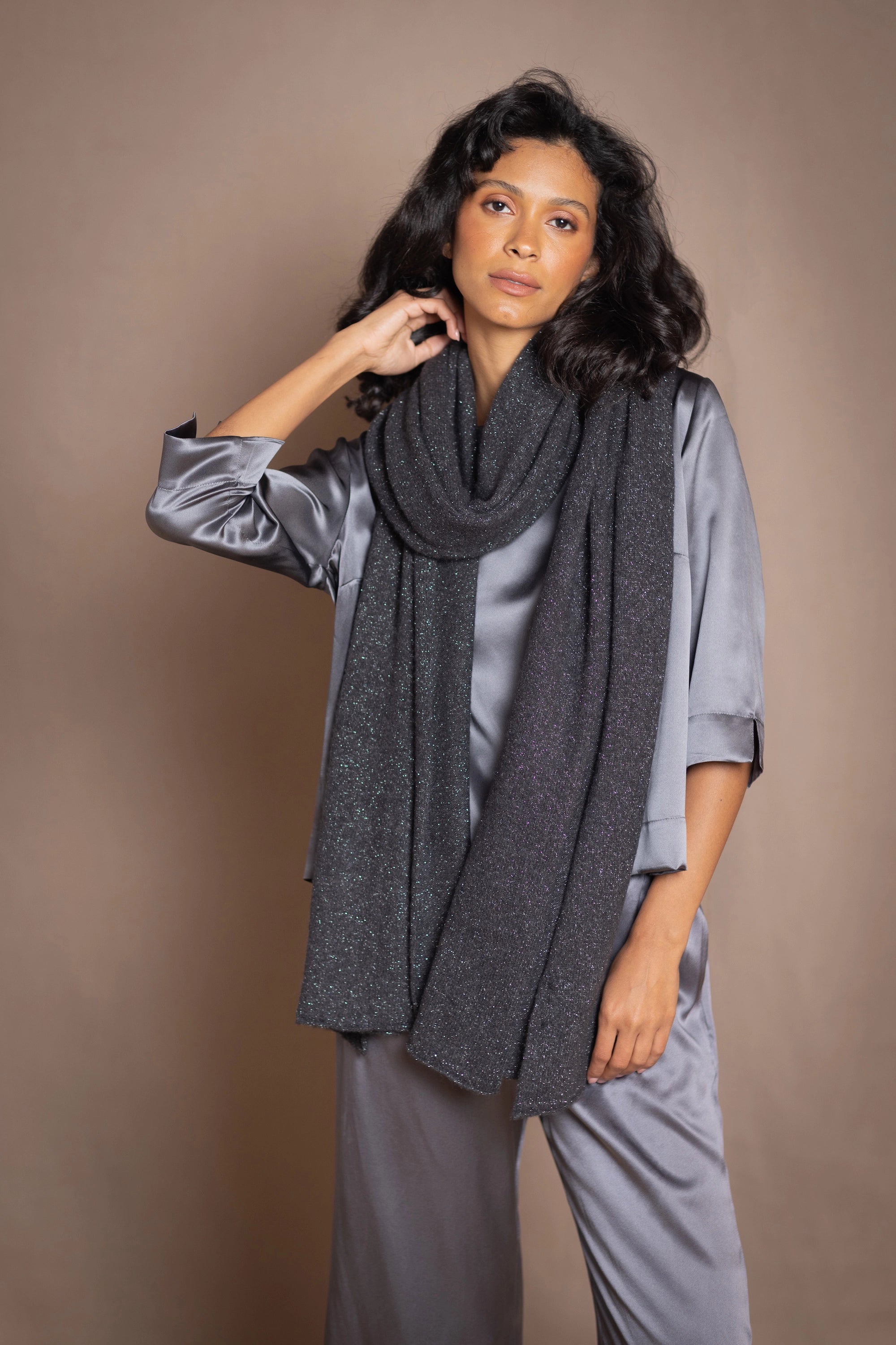 Emma Cashmere Wrap | Glisten Storm