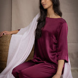 Síoda Bracelet Sleeve Silk Top | Dark Maroon
