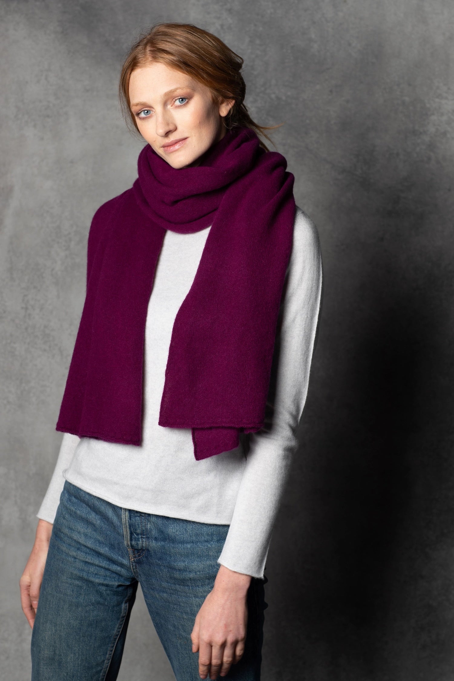 luxury large cashmere wrap in berry