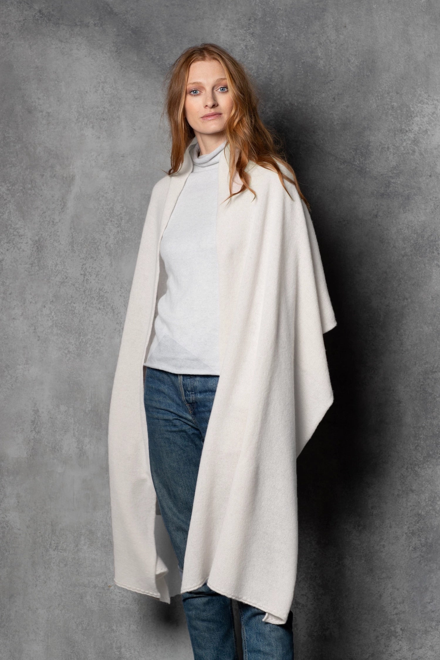 cashmere wrap in cream