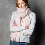 Large cashmere wrap scarf in beige