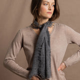 Lightweight Small Summer Cashmere Scarf in Dark Grey