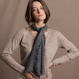 Lightweight Small Summer Cashmere Scarf in Dark Grey