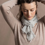 Lightweight Small Summer Cashmere Scarf in Pale Grey