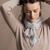 Lightweight Small Summer Cashmere Scarf in Pale Grey