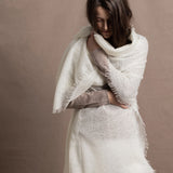 Lightweight Summer Cashmere Wrap Shawl in Ivory