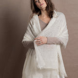Lightweight Summer Cashmere Wrap Shawl in Ivory
