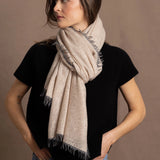 Frankie Cashmere Wrap w/ Contrast Trim | Oyster & Flannel