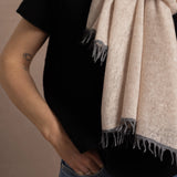 Frankie Cashmere Wrap w/ Contrast Trim | Oyster & Flannel