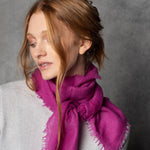 light luxury cashmere scarf in bright pink