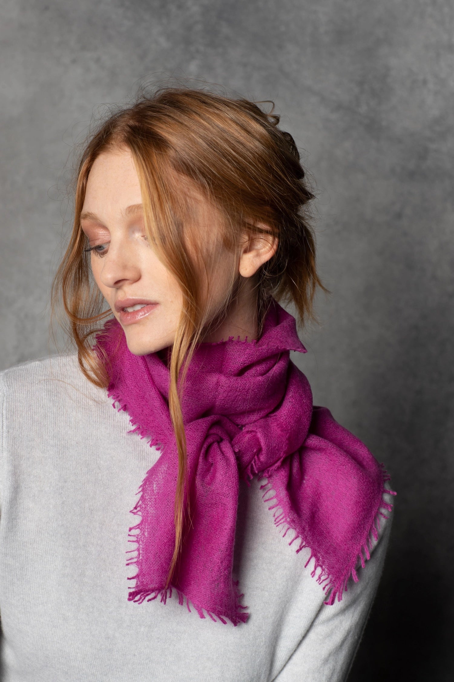light luxury cashmere scarf in bright pink