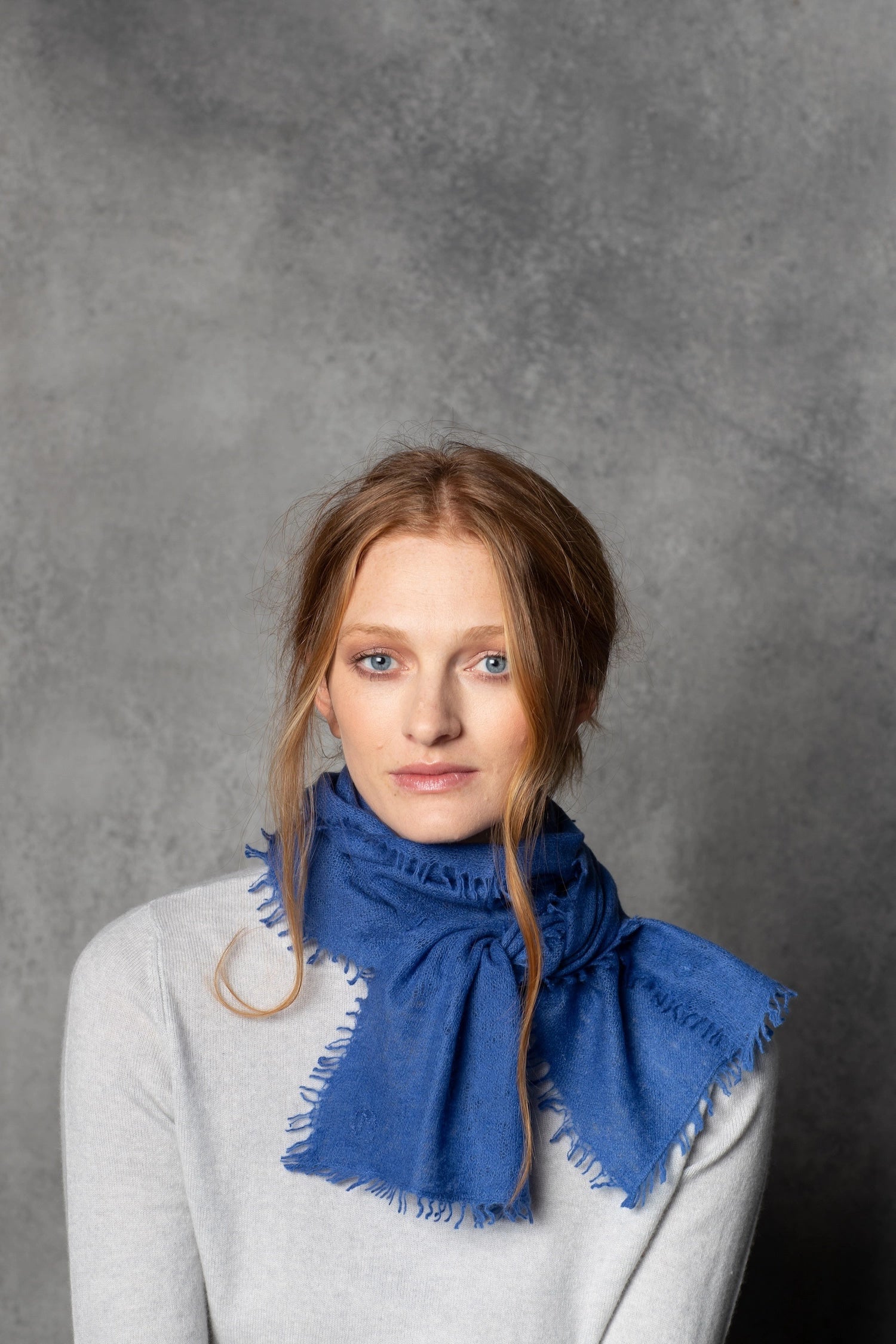 light luxury cashmere scarf in bright blue