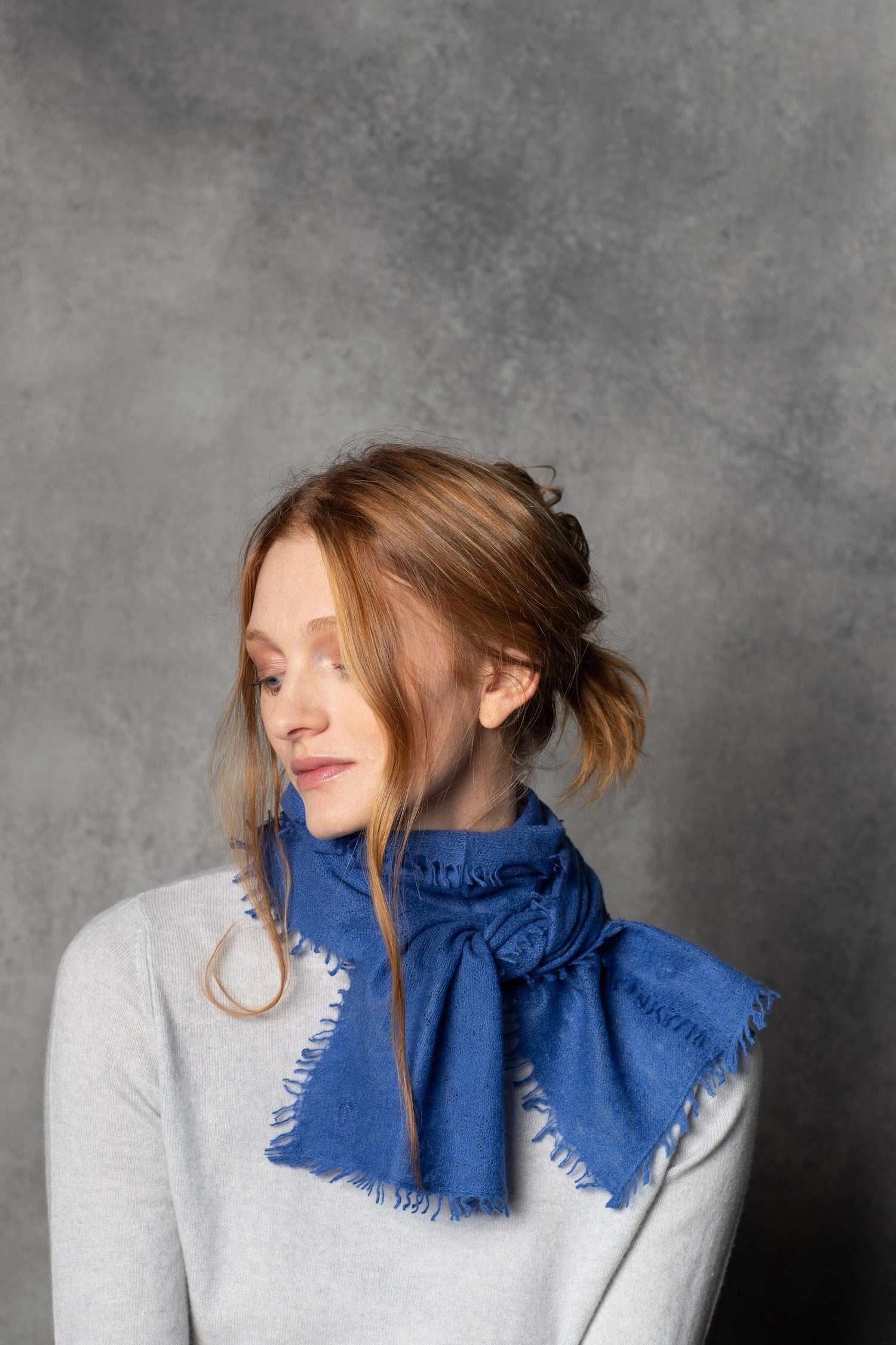 light luxury cashmere scarf in bright blue