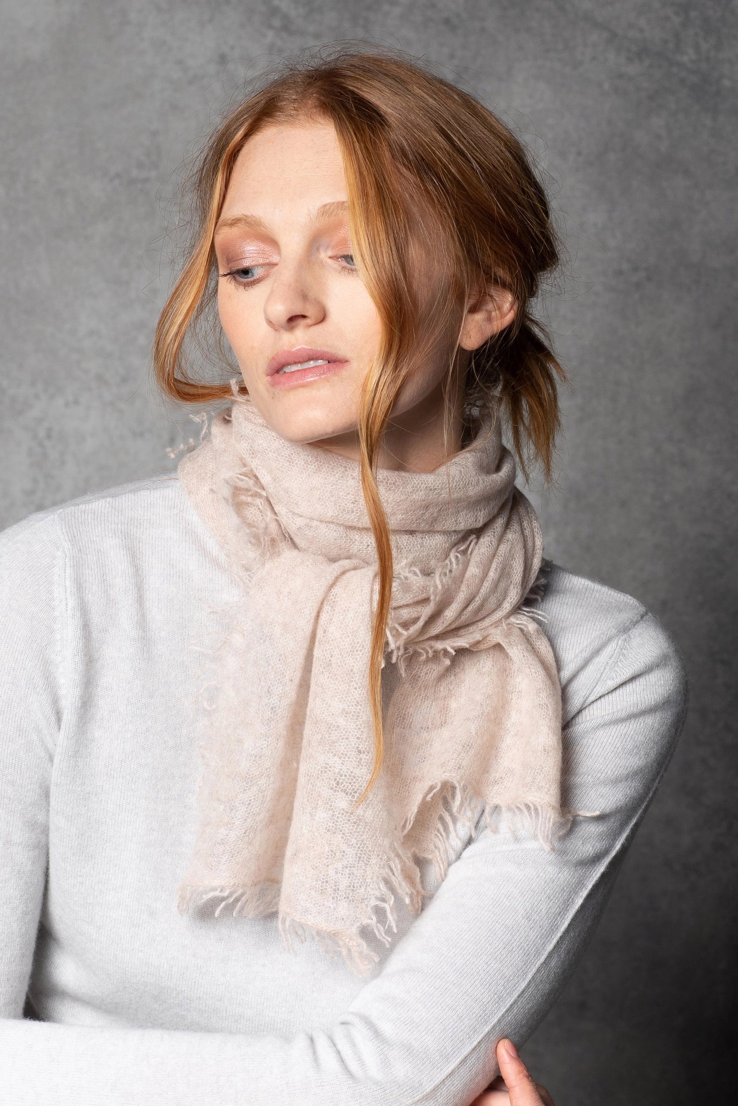 light luxury cashmere scarf in beige