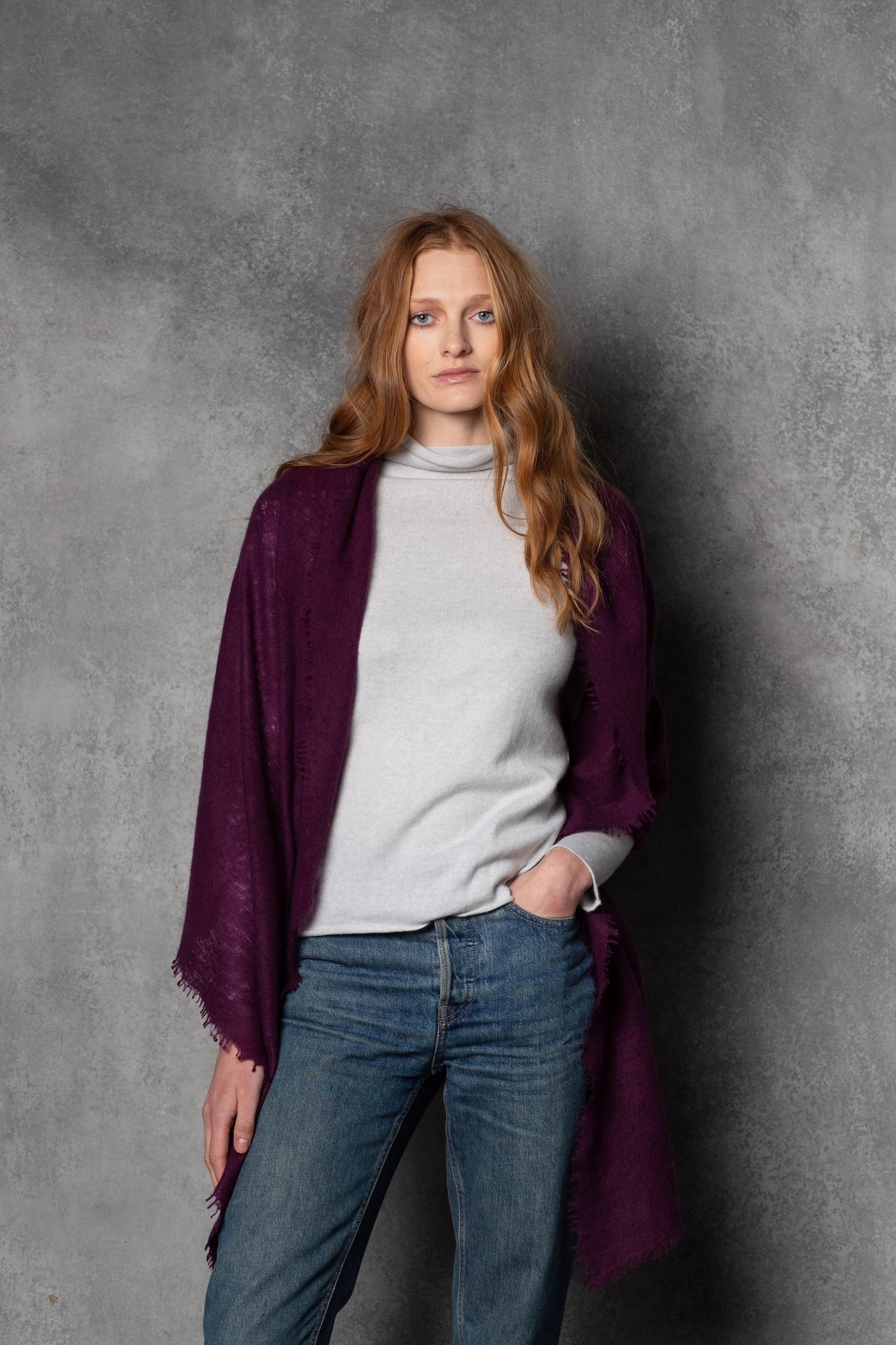 light luxury cashmere wrap in purple