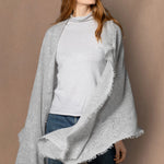 light luxury cashmere wrap in light grey