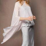 Georgette Silk Poncho Cape in Pale Pink