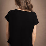 back of pure cashmere tee short sleeve sweater in black