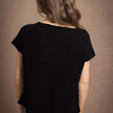 back of pure cashmere tee short sleeve sweater in black