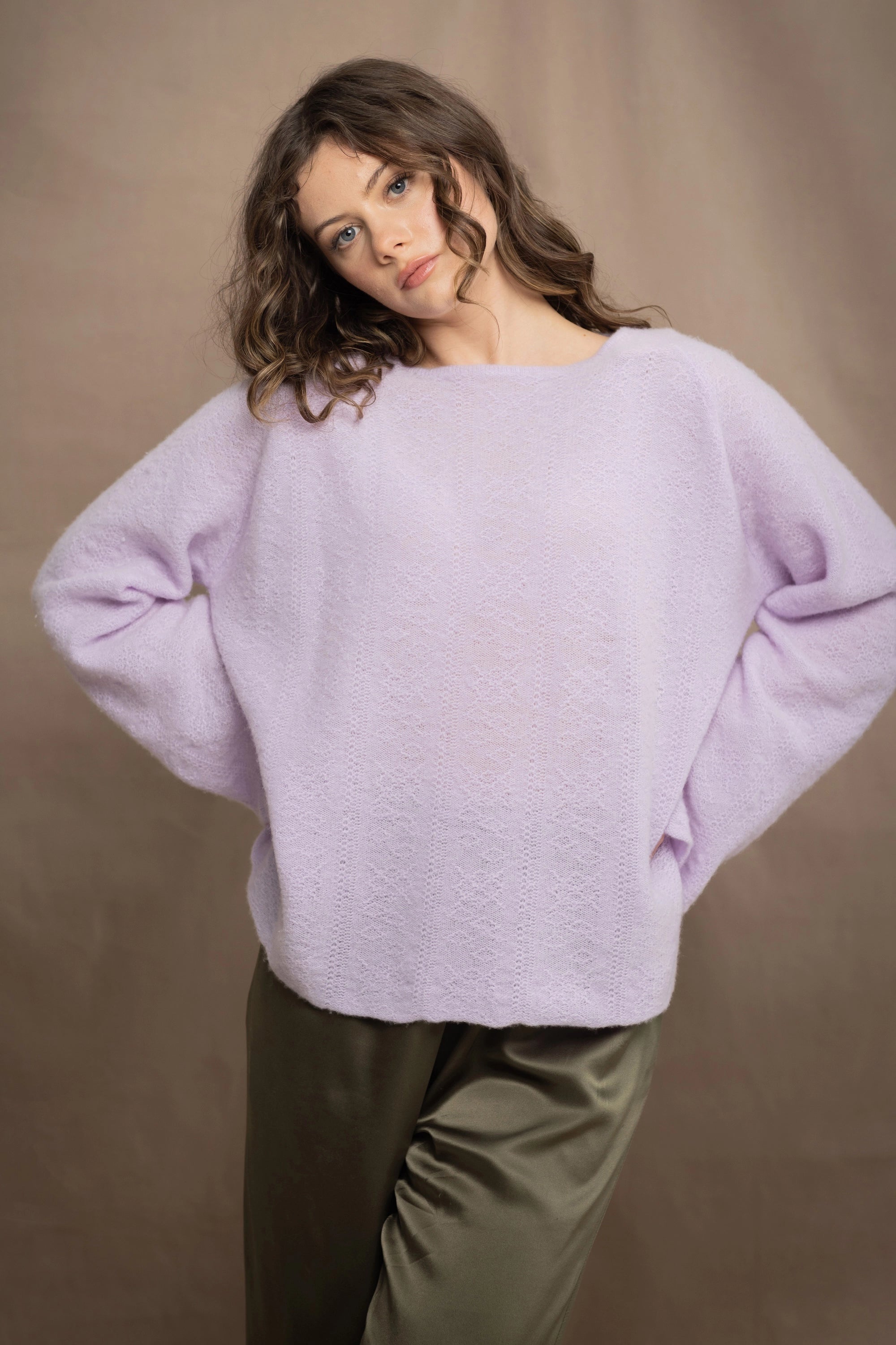 Grace Boyfriend Cashmere Sweater | Pastel Lilac