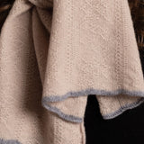 Grace Cashmere Wrap | Oyster w/ Flannel Trim