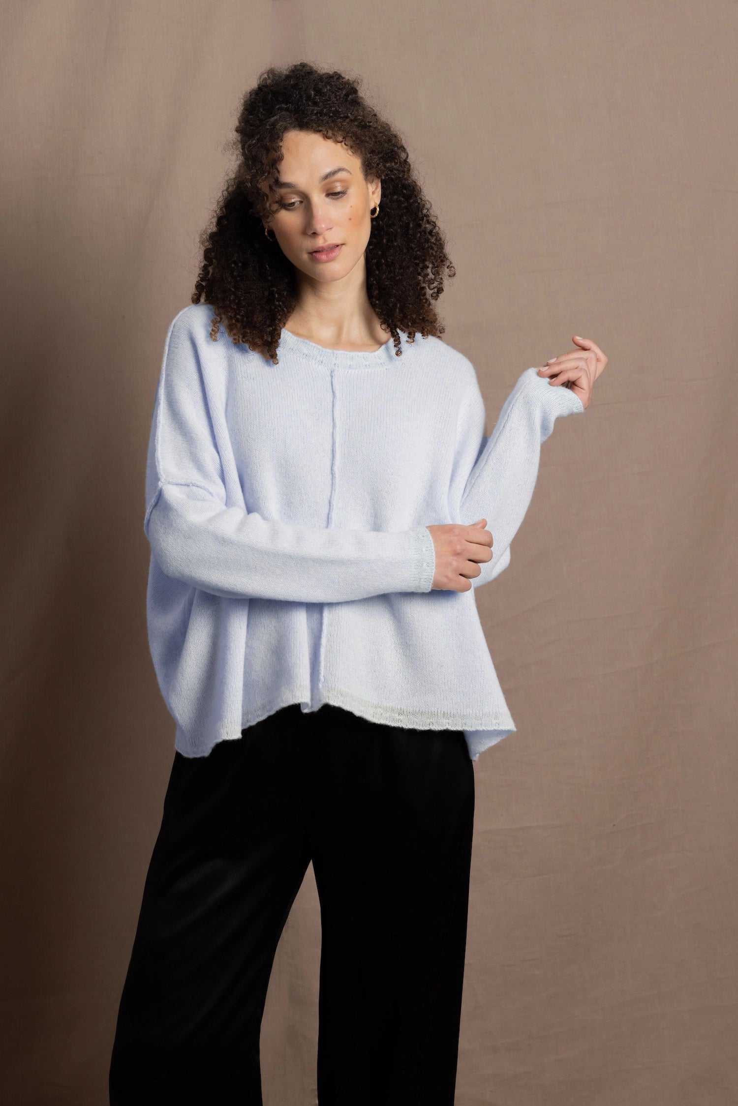 Pure 100% Cashmere Sweater in Pale Blue