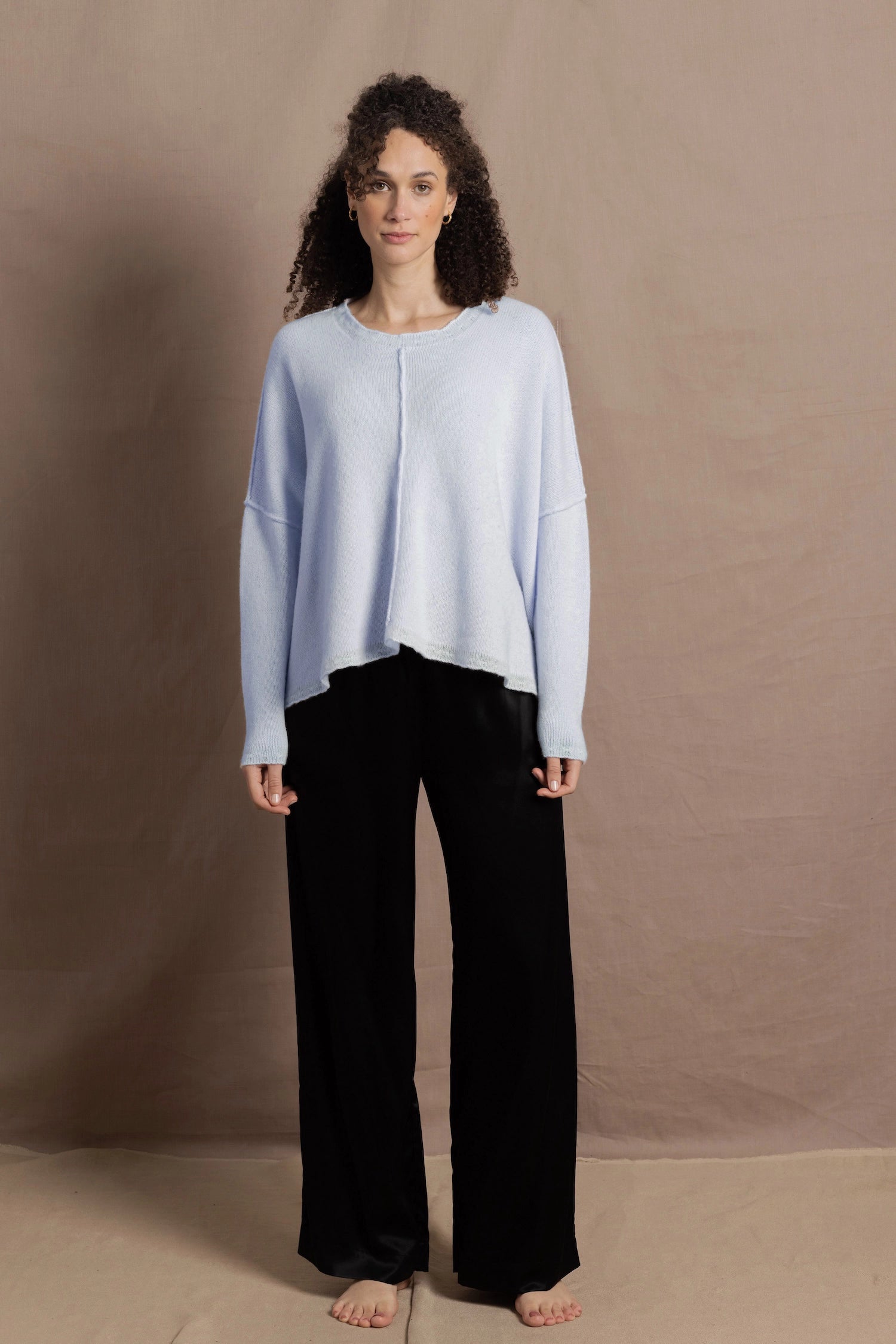 Pure 100% Cashmere Sweater in Pale Blue