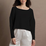 Cropped Hailey Cashmere Sweater | Black
