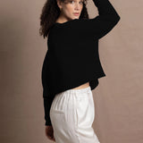Cropped Hailey Cashmere Sweater | Black