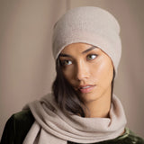 Harri Cashmere Beanie Hat | Oyster