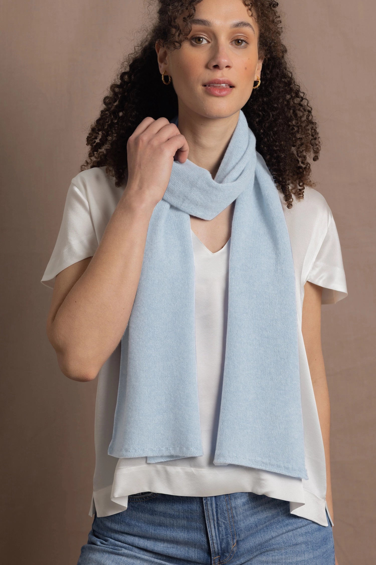 Pure 100% Cashmere Scarf in Pale Blue