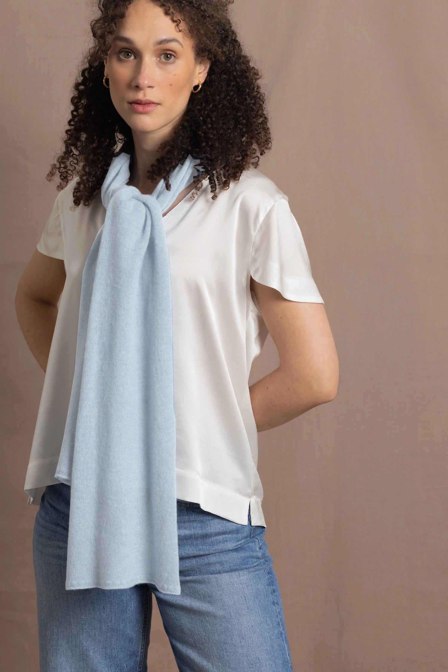 Pure 100% Cashmere Scarf in Pale Blue
