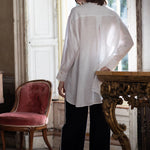 White Irish Linen Long Sleeve Flowy Shirt