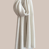 a cashmere wrap shawl in off white