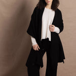 100% Cashmere Large Blanket Wrap in Black