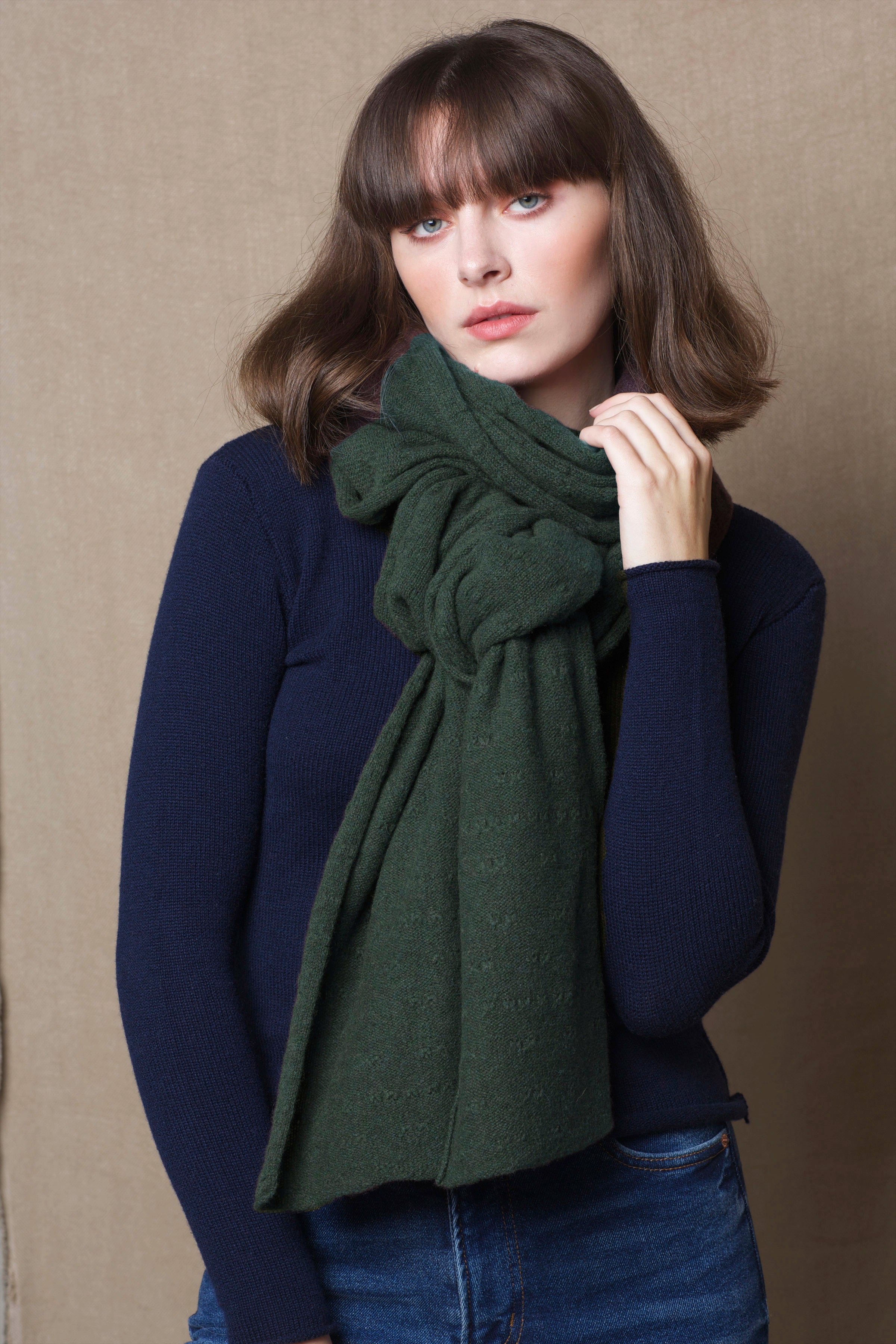 Luxury Cashmere Wrap Scarf in Green