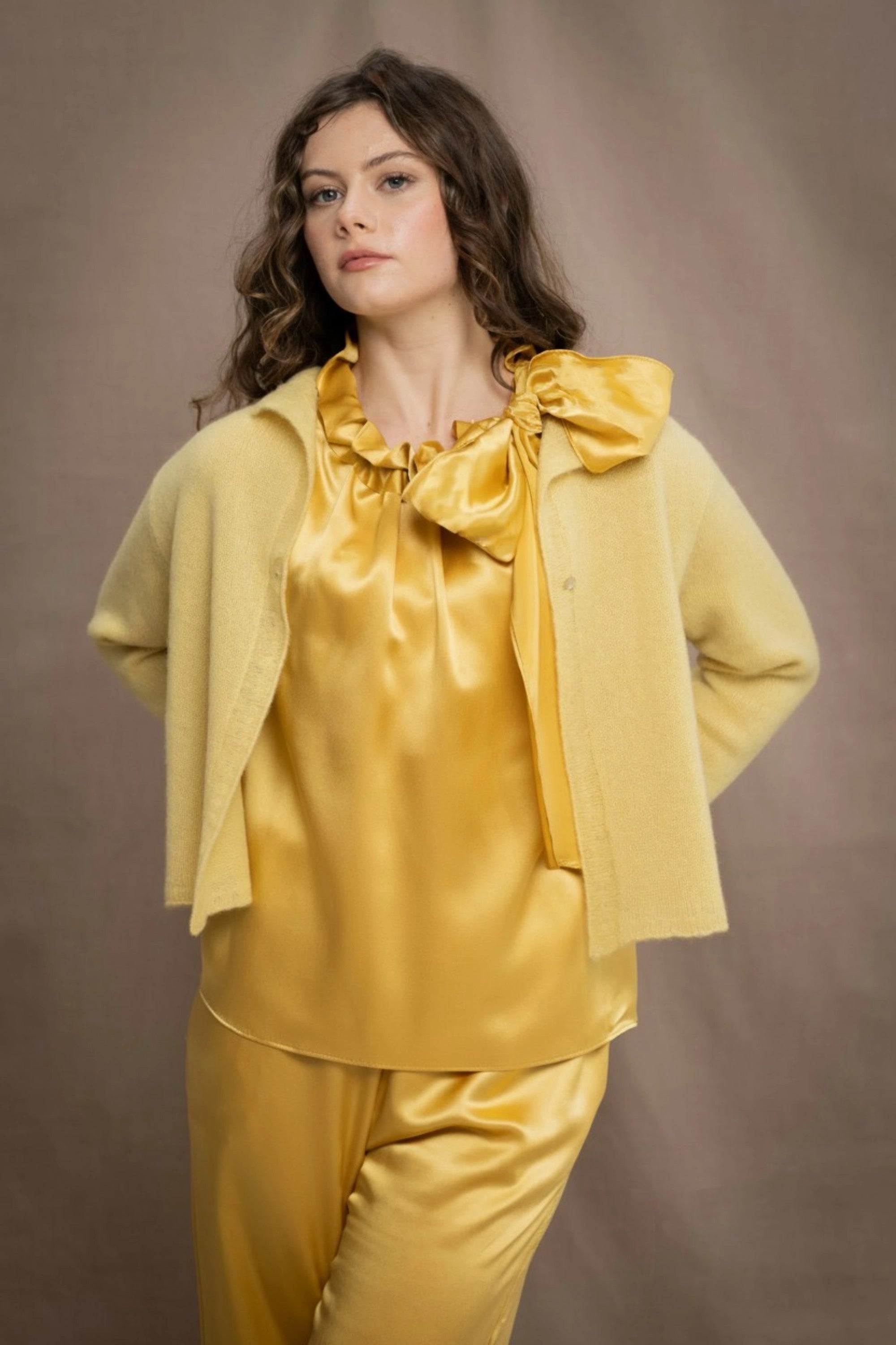 Full Bloom Lottie Cashmere Cardigan | Lemon Curd