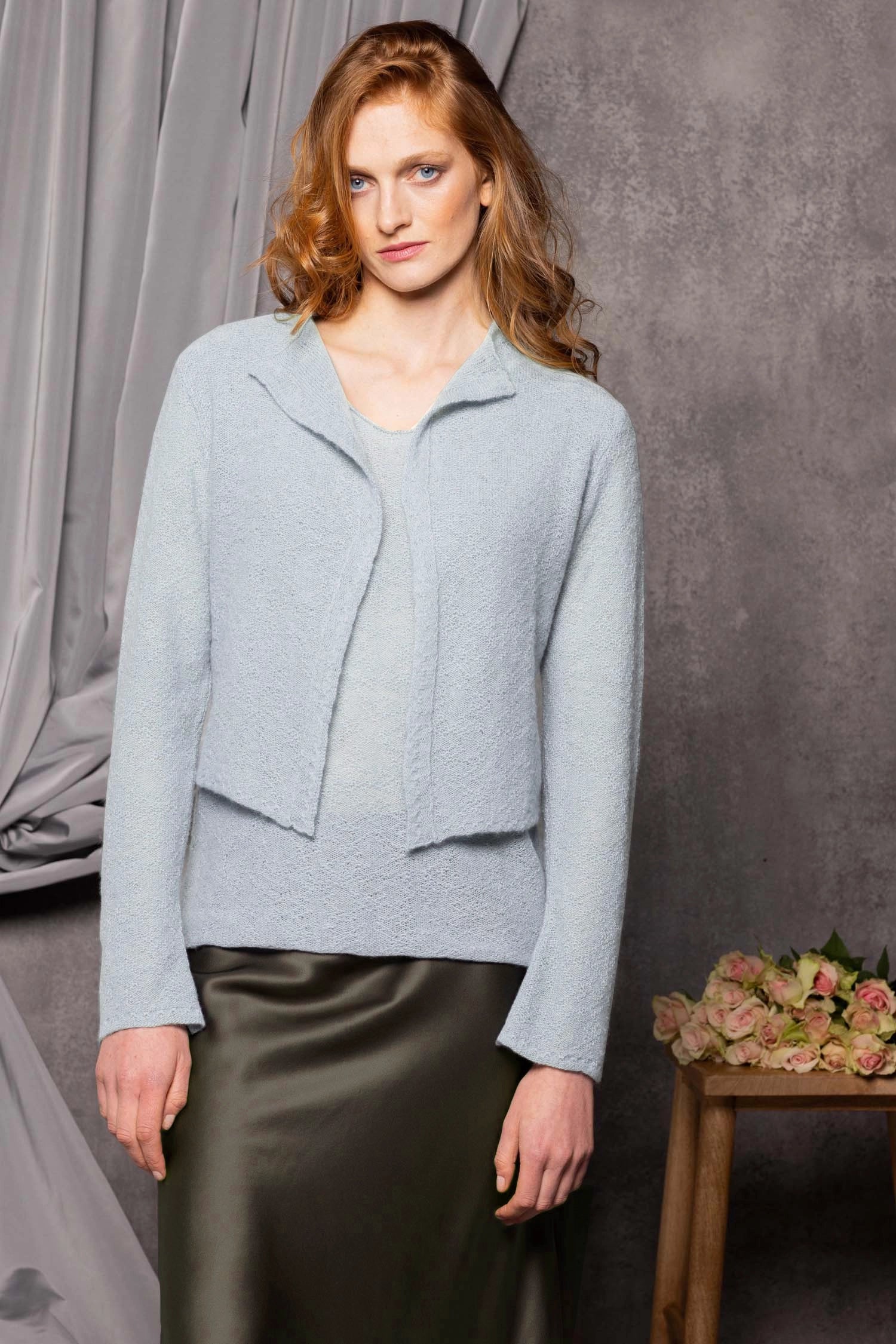 cashmere cardigan in light blue