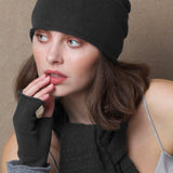 Luxury Cashmere Beanie Hat in Charcoal