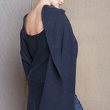 Luxury Large Cashmere Wrap Scarf in Ink Blue