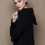 Luxury Cashmere Hoodie Sweater in Black