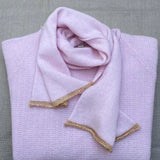 Luxury Gold Trim Cashmere Scarf in Pale Pink