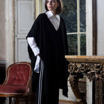 Luxury Cashmere Poncho V Neck in Black
